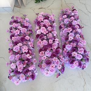 MSFAME Runner Floreale 5D di Alta Qualità da Matrimonio Effetto Realistico con <span class=keywords><strong>Fiori</strong></span> di Campo <span class=keywords><strong>Lilla</strong></span> e <span class=keywords><strong>Viola</strong></span> - Product Image 2