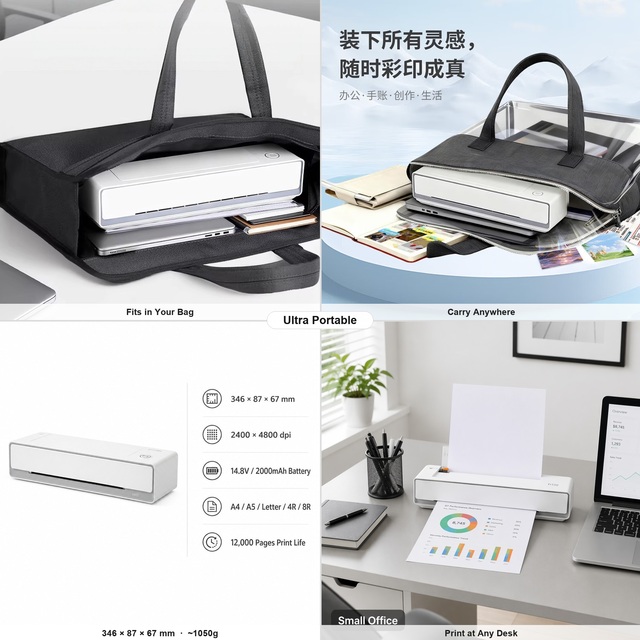 Personalized Picture-Perfect Portable Color Photo Printer Wireless Inkjet Printer with Rechargeable Battery for Gifts
