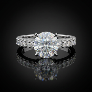 Bague de fiançailles de luxe certifiée en or 14 carats avec diamant de laboratoire brillant de 4 carats E VVS2 pour femmes - Product Image 1
