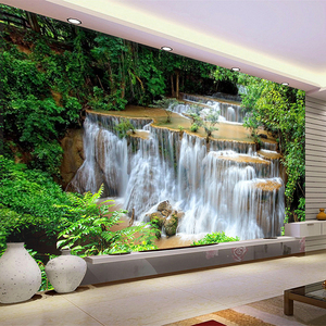 Özel 3D fotoğraf duvar kağıdı HD yeşil manzara şelale güzel TV arka plan duvar yatak odası oturma odası dokunmamış 3D duvar Pape - Product Image 3