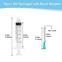 Seringue de mesure pour irrigation dentaire, jetable, pour eau, liquide buccal, pierre de la tonsille, nettoyant pour la bouche, seringues de 5 ml