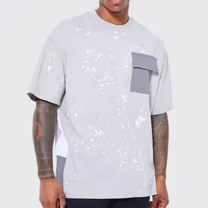 Mới Đến 100% Bông Túi Hàng Hóa Sơn Thời Trang Phố T-Shirt Chắp Vá Thiết Kế Tùy Chỉnh Áo Phông