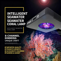 Lampe d'aquarium marin à spectre complet Smart Ocean R60 II 96W WiFi/BT 8 canaux à intensité variable pour récif corallien, pour aquarium SPS LPS de 40 à 80 cm