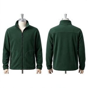 240g Anti Pill Polar Fleece <b>Puller</b> Jacket Full Zip Dark Green Embossed Logo OEM ODM Breathable Waterproof Reflective Men's - Product Image 1