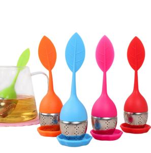 ที่กรองชาแบบใบไม้ ปลอดสาร BPA ทำจากซิลิโคน สำหรับชาใบหลวมหรือชาสมุนไพร พร้อมกระบอกกรองชาสแตนเลส ขายส่ง - Product Image 2