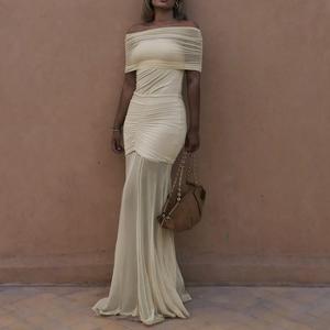 ชุดเดรสแฟชั่นสำหรับผู้หญิงชุดรัดรูปผ้าตาข่ายเปิดไหล่อินเทรนด์ชุดเดรสแม็กซี่สไตล์ลำลองสำหรับฤดูร้อน - Product Image 2