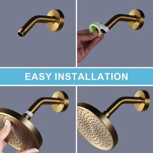 Pommeau de <span class=keywords><strong>douche</strong></span> rond à angles réglables avec buses en silicone anti-colmatage, pommeau de <span class=keywords><strong>douche</strong></span> en plastique ABS doré - Product Image 3