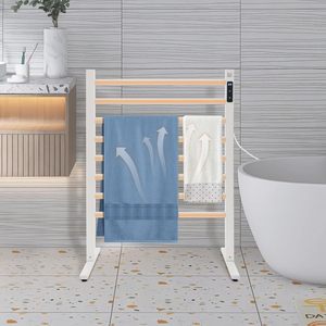 Porte-serviettes chauffant électrique, porte-serviettes chauffant sur pied, chauffe-serviettes de bain <span class=keywords><strong>avec</strong></span> <span class=keywords><strong>minuterie</strong></span>, chauffage à sec en fibre de carbone, aluminium - Product Image 4