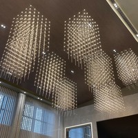 Lampes suspendues en cristal d'ingénierie personnalisées, grand cube lumineux, pour hall d'hôtel, centre commercial, département des ventes, table de sable, Sound Ball
