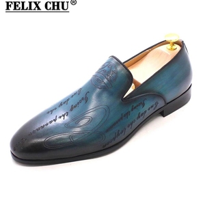 Nouvelles Chaussures en Cuir Peintes à la Main <span class=keywords><strong>Style</strong></span> <span class=keywords><strong>Italien</strong></span> de Haute Qualité pour Hommes, Chaussures de Ville Formelles Mocassins à Enfiler pour Hommes - Product Image 2