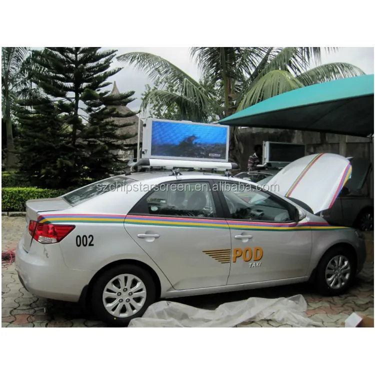 Taksi üst P5 LED WIFI GPS açık dijital ekran tam renkli 3G taksi üst hareketli 640*320 Video oynatma araba reklam 2 yıl IP 65