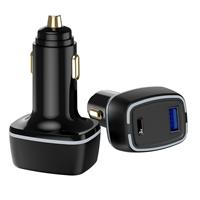 Chargeur de voiture USB C 120W, adaptateur secteur de voiture USB-C et USB-A à 2 ports PD/QC allume-cigare à charge rapide avec lumière bleue
