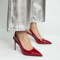 Chaussures à talon fin et élégant pour femme, avec boucle latérale pointue rouge, souples et ajustables, idéales pour le bureau et les banquets.