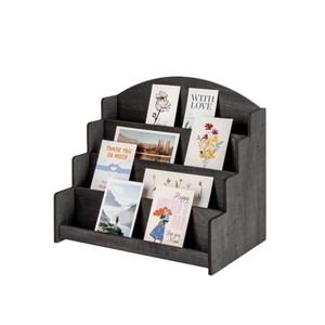 Cross-border wooden tiered <b>shelf</b>, greeting card organizer, postcard display rack, <b>desktop</b> sticker and picture book display rack - Product Image 2