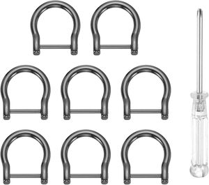 HARFINGTON Pcs D Rings Screw In Shackle Metal Horseshoe U Shape Semicircle D Ring <b>Purse</b> Key Holder With Screwdriver For DIY Leat - Product Image 1