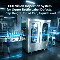 Machine d'inspection visuelle automatique pour l'étiquetage et la détection de capsules/capsules de haute qualité sur les bouteilles d'alcool - Système de vision IA haute vitesse