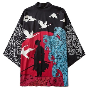 Kimono Shenman Harajuku imprimé Crane Wave, vêtements traditionnels japonais pour hommes et femmes, robe ample, streetwear, cardigan, Haori, <span class=keywords><strong>Obi</strong></span> - Product Image 1