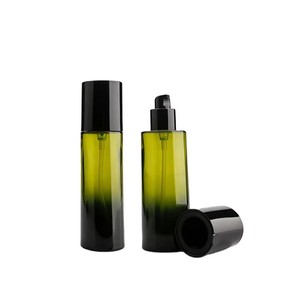Ensemble de flacons cosmétiques en verre dégradé vert foncé de luxe, pot de crème pour le visage personnalisé de 50 g, flacon vide pour lotion, flacon pompe pour <span class=keywords><strong>soin</strong></span> de la peau, emballage - Product Image 1