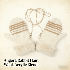 <span class=keywords><strong>Mitaines</strong></span> unisexe en mélange de laine et poils de lapin angora, à porter de deux façons, rayées, doublées Sherpa, avec cordon anti-perte, pour ski, voyage, cyclisme - Product Image 4