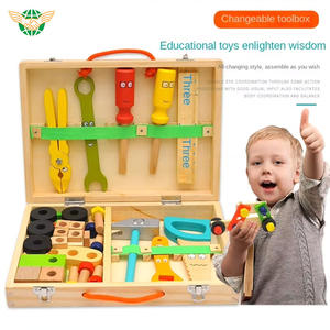 Nuova e calda cassetta degli attrezzi <span class=keywords><strong>in</strong></span> <span class=keywords><strong>legno</strong></span> giocattoli finti giocattoli educativi per bambini strumento custodia per ragazzi giochi di finzione divertenti Montessori giocattoli per bambini - Product Image 4