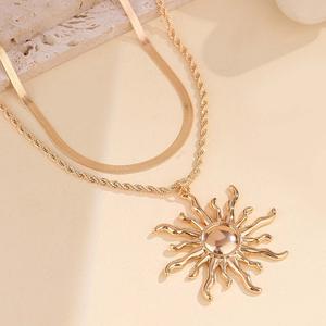 Женское элегантное Двухслойное ожерелье-цепочка из змеиной кости, подвеска-богиня солнца из нержавеющей стали, многослойная бижутерия в стиле хип-хоп - Product Image 4