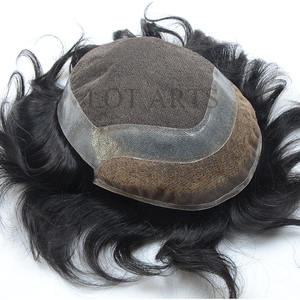 Natuurlijk uitziende 100% echt haar pruik met Franse kant, medium dichtheid, HD mannenpruik - Product Image 3