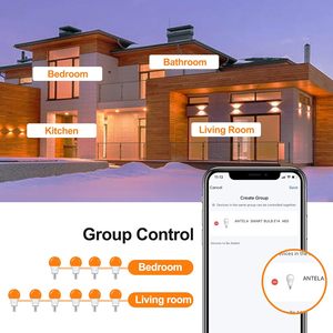 Lampadina LED Intelligente Antela E14 7W RGB Cambio Colore Controllo App Wi-Fi Dimmerabile A19 Luce da Soffitto in Plastica - Product Image 3