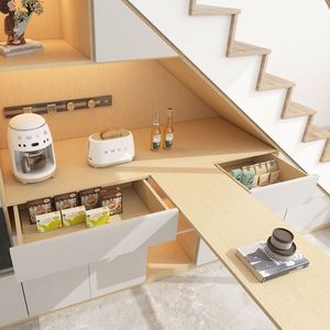 Modern Minimalist European <b>Sideboard</b> Solid Wood Smooth Finish Eco-Friendly Soft Closing Drawers Open Storage Compartments Tidy - Product Image 2