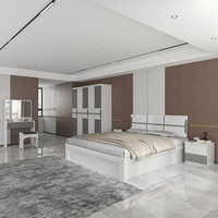 Prix de gros haute brillance très grande taille placard de rangement chambre à coucher complète mobilier d'usine personnalisé en bois maison grande chambre à coucher ensemble