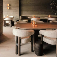 Ensemble Moderne Luxe de Tables et Chaises de Restaurant et d'Hôtel, Personnalisable pour Usage Commercial, en Bois Massif, Fer, Cuir PU et Verre