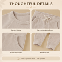 Ensemble de vêtements côtelés pour bébé d'automne, ensemble côtelé en coton biologique pour bébé, pyjamas pour enfants, tenue pour bébé