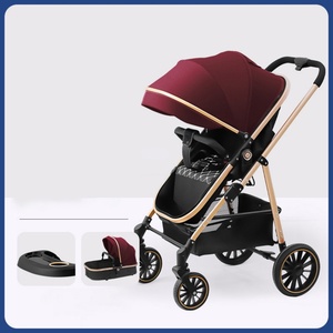 Poussette bébé pliable 3-en-1 légère avec cadre en aluminium, siège auto, position couchée, haute vue, portable, style Montessori - Product Image 6