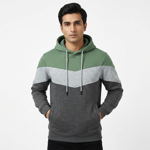Wholesale Price Men's Soft Cotton Half Zip Oversized <b>Velour</b> Hoodie Color Blocking Custom Print Fashionable <b>Sweatshirt</b> - Product Image 1