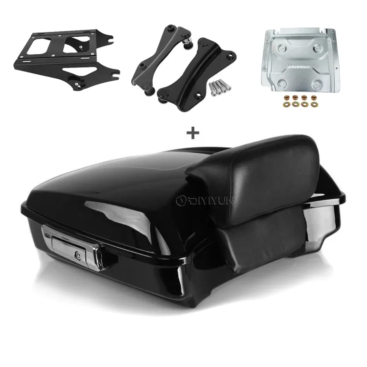 Boîte supérieure de moto en cuir noir, pour Harley Touring, Street, Electra glide, Road King CVO 2014 — 2021