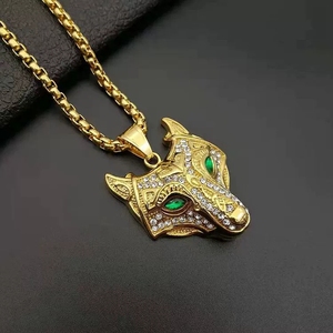 Collar de acero inoxidable con colgante de <span class=keywords><strong>lobo</strong></span> <span class=keywords><strong>vikingo</strong></span> para hombre con ojos verdes, collar de Talismán de <span class=keywords><strong>lobo</strong></span> escandinavo para hombre <span class=keywords><strong>lobo</strong></span> celta Nórdico - Product Image 6