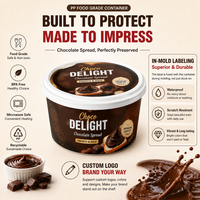 Gobelet PP 8oz avec couvercle dôme, logo IML personnalisé, qualité alimentaire sans BPA, conteneurs rigides empilables pour le stockage de produits laitiers et de beurre