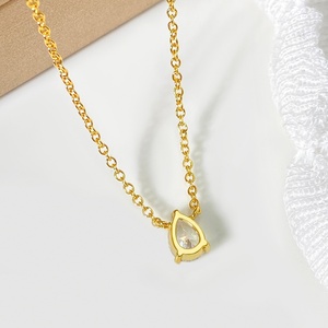 Collares de Moda al por Mayor para Mujer, Joyería Chapada en Oro de 18K, Collar con Colgante de Lágrima de Circonia Cúbica - Product Image 5