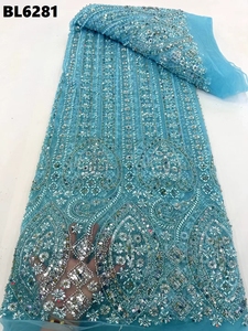 Abito da sposa reale europeo pesante fatto a mano ricamo con perline in pizzo da sposa tessuto con perline con paillettes francesi per spagna - Product Image 6