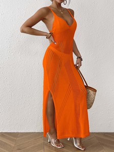 Robe de plage jupe jarretelle mince à la mode avec fente couvertures de style de vacances confortables pour maillot de bain femme - Product Image 3