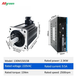 ออลกรีน 2.3KW 220V ไดร์เวอร์เซอร์โวมอเตอร์ 15Nm 1500rpm AC เซอร์โวมอเตอร์กันน้ำ พร้อมสายเคเบิลสำหรับ CNC ดัด ตัดด้วยเลเซอร์ รีดขึ้นรูป - Product Image 2