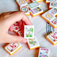 Ensemble de Mahjong américain rose de luxe, jetons de Mahjong portables pour les soirées de jeu en famille et les divertissements à domicile