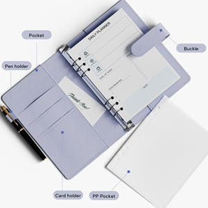 New tùy chỉnh cá nhân <span class=keywords><strong>A5</strong></span> 6-Ring chất kết dính ngân sách kế hoạch Bìa OEM ODM trong 7 ngày PU và chất liệu da - Product Image 2