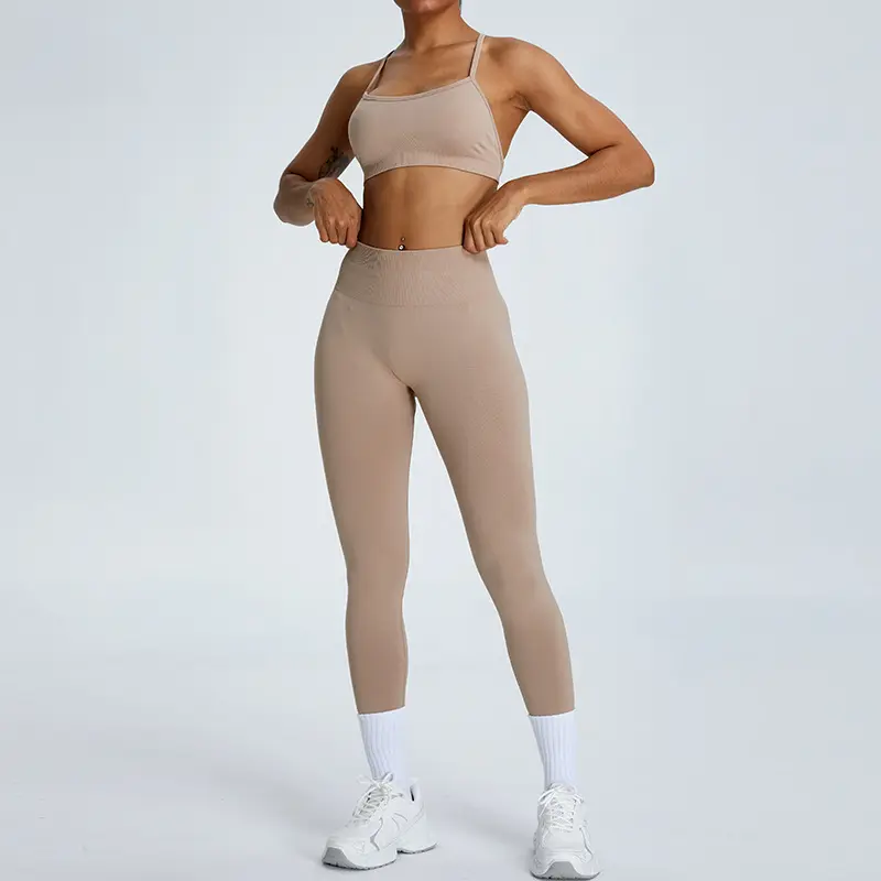 SHINBENE Nahtlos 3.0 Cloud 2teiliges Aktivbekleidung Fitness-Yoga-Set Sport-BH Leggins-Workout-Sets für Damen
