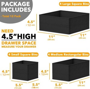 Premium Modern Non-Woven Foldable <b>Drawer</b> Organizer Dresser Dividers Non-Toxic Recyclable Fabric <b>Storage</b> Bins for Bedroom Home - Product Image 6