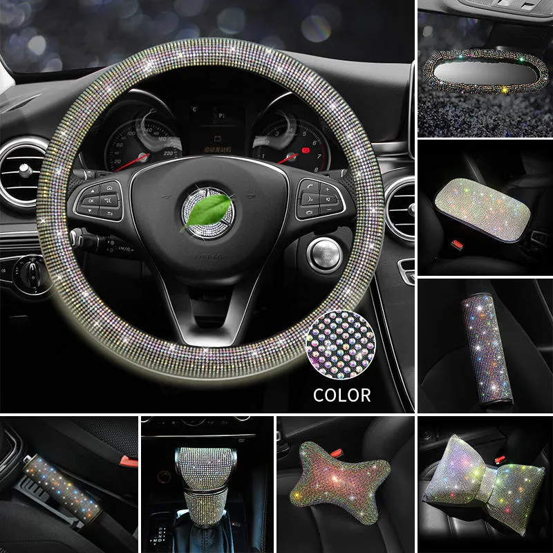 Coprivolante universale Bling fodera per cintura di sicurezza cuscino per bracciolo cuscino per papillon decorazioni per auto per ragazze