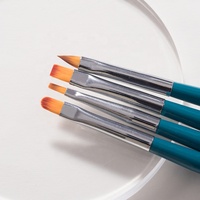 Juego de 15 pinceles para decoración de uñas con mango azul lago, de nailon, para pintura, dibujo y delineado de gel UV, venta al por mayor