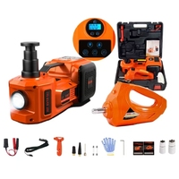 Cric hydraulique 3-en-1 avec pompe à air et lumière LED, clé à chocs électrique 12V DC, cric de voiture 1-5T avec boîte de rangement portable