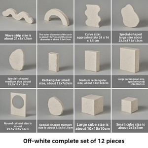 Oggetto Geometrico in Pietra Bianca Testurizzata, Piccoli Ornamenti Ecologici e Durevoli, Accessori per Cosmetici, Still Life e Photo Booth - Product Image 6