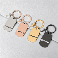 Ywyougang Blanko Gravierbarer ID-Anhänger Schlüsselanhänger, Edelstahl Schlüsselring mit Kreuz-Charm für Individuelle Lasergravur Geschenk