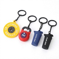 Porte-clés personnalisés en PVC sur le thème du sport, pour les amateurs de fitness, avec bouteille de sport 3D, gobelet à protéines en poudre